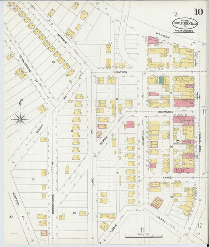 Sanborn Fire Insurance Map from Turtle Creek Valley, Allegheny County, Pennsylvania (1906), Sheet #0010 - Historic Sanborn Fire Insurance Map Print, vintage old map wall art, antique decor, genealogy gift, Pennsylvania Pennsylvania map