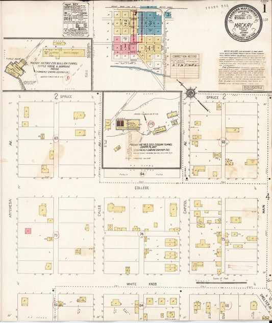 Sanborn Fire Insurance Map from Mackay, Custer County, Idaho (1931), Sheet #0001 - Complete Map Set gallery image, historic Sanborn map, vintage wall art, Idaho Idaho