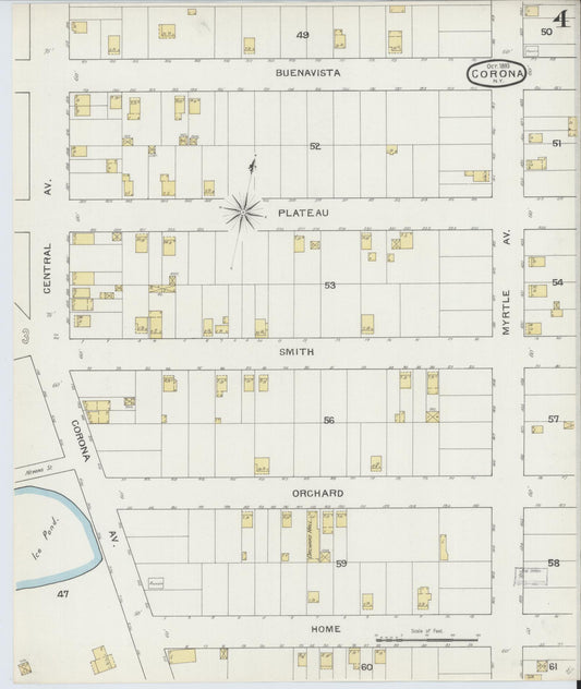 Sanborn Fire Insurance Map from Corona, Queens County, New York (1893), Sheet #0004 - Historic Sanborn Fire Insurance Map Print, vintage old map wall art, antique decor, genealogy gift, New York New York map