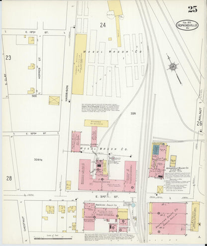Sanborn Fire Insurance Map from Hopkinsville, Christian County, Kentucky (1913), Sheet #0025 - Complete Map Set gallery image, historic Sanborn map, vintage wall art, Kentucky Kentucky