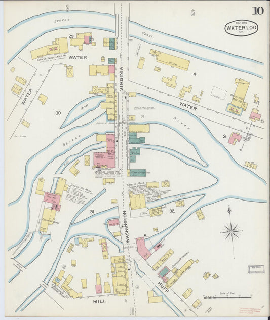 Sanborn Fire Insurance Map from Waterloo, Seneca County, New York (1893), Sheet #0010 - Historic Sanborn Fire Insurance Map Print, vintage old map wall art, antique decor, genealogy gift, New York New York map