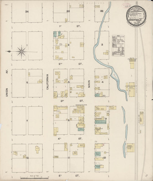 Sanborn Fire Insurance Map from Garfield, Whitman County, Washington (1889), Sheet #0001 - Historic Sanborn Fire Insurance Map Print, vintage old map wall art, antique decor, genealogy gift, Washington Washington map