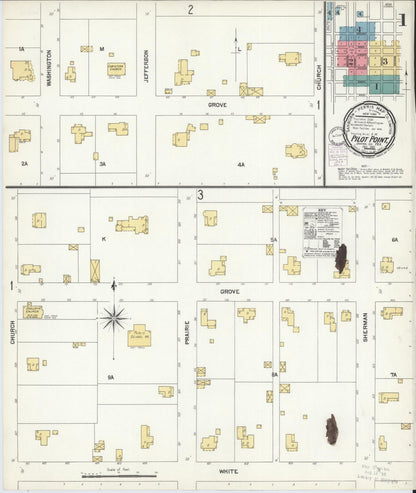 Sanborn Fire Insurance Map from Pilot Point, Denton County, Texas (1901), Sheet #0001 - Historic Sanborn Fire Insurance Map Print, vintage old map wall art, antique decor, genealogy gift, Texas Texas map