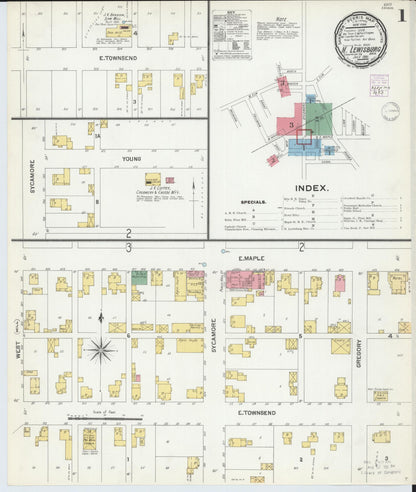 Sanborn Fire Insurance Map from North Lewisburg, Champaign County, Ohio (1901), Sheet #0001 - Historic Sanborn Fire Insurance Map Print, vintage old map wall art, antique decor, genealogy gift, Ohio Ohio map