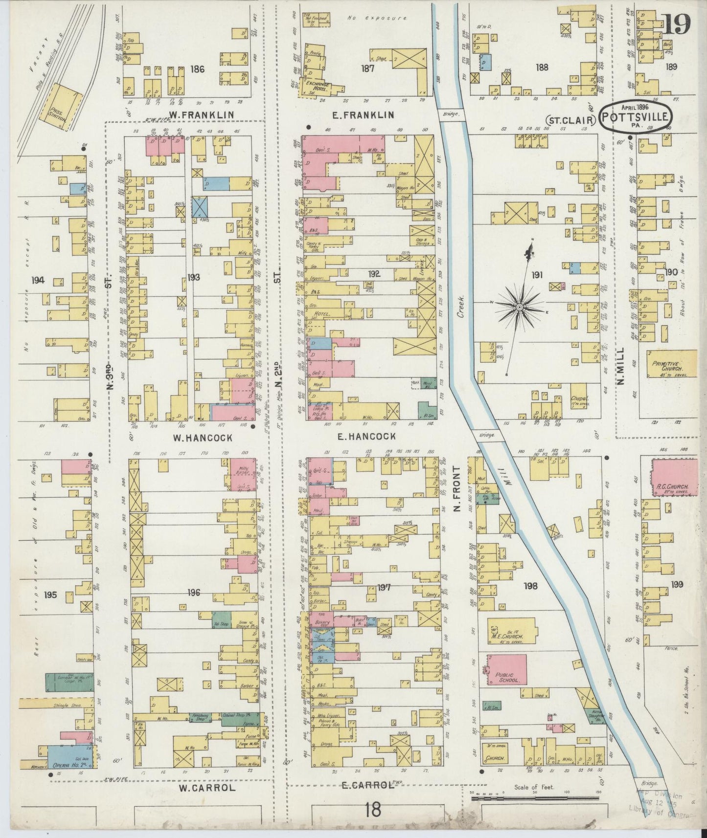 Sanborn Fire Insurance Map from Pottsville, Schuylkill County, Pennsylvania (1895), Sheet #0019 - Complete Map Set gallery image, historic Sanborn map, vintage wall art, Pennsylvania Pennsylvania