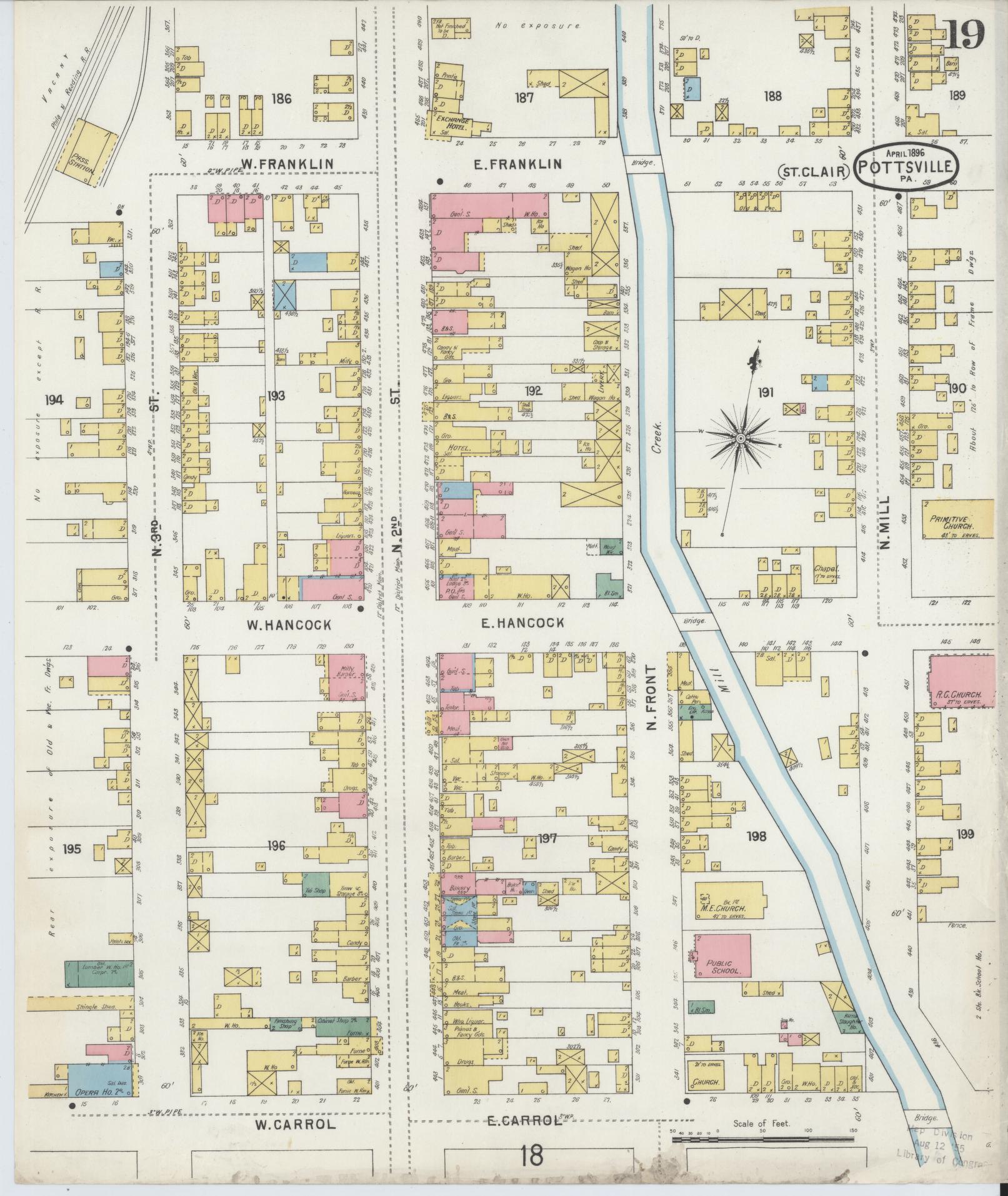 Sanborn Fire Insurance Map from Pottsville, Schuylkill County, Pennsylvania (1895), Sheet #0019 - Complete Map Set gallery image, historic Sanborn map, vintage wall art, Pennsylvania Pennsylvania