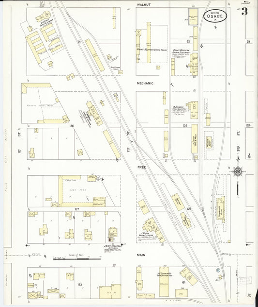 Sanborn Fire Insurance Map from Osage, Mitchell County, Iowa (1911), Sheet #0003 - Historic Sanborn Fire Insurance Map Print, vintage old map wall art