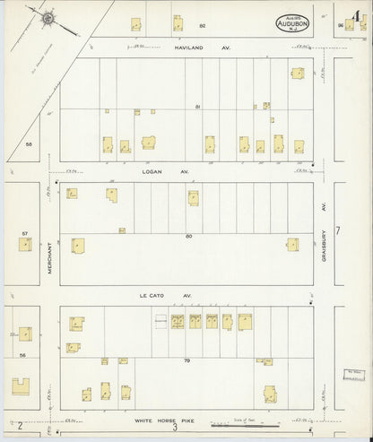Sanborn Fire Insurance Map from Audubon, Camden County, New Jersey (1915), Sheet #0004 - Complete Map Set gallery image, historic Sanborn map, vintage wall art, New Jersey New Jersey