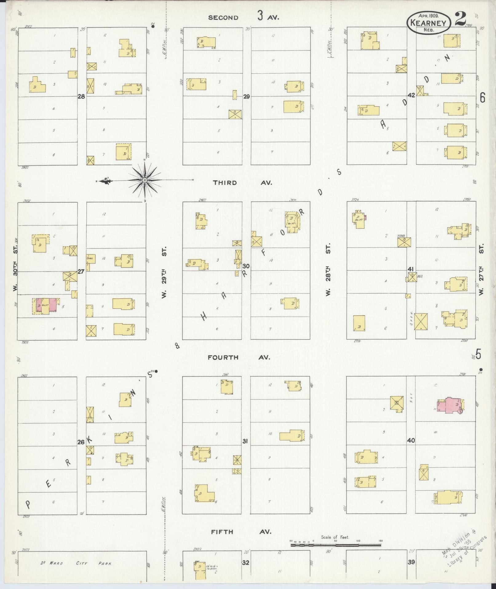 Sanborn Fire Insurance Map from Kearney, Buffalo County, Nebraska (1909), Sheet #0002 - Historic Sanborn Fire Insurance Map Print, vintage old map wall art, antique decor, genealogy gift, Nebraska Nebraska map