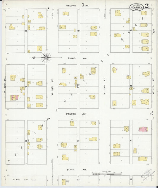 Sanborn Fire Insurance Map from Kearney, Buffalo County, Nebraska (1909), Sheet #0002 - Historic Sanborn Fire Insurance Map Print, vintage old map wall art, antique decor, genealogy gift, Nebraska Nebraska map