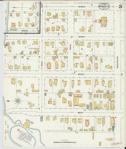 Sanborn Fire Insurance Map from Nashville, Barry County, Michigan (1900), Sheet #0003 - Historic Sanborn Fire Insurance Map Print, vintage old map wall art, antique decor, genealogy gift, Michigan Michigan map