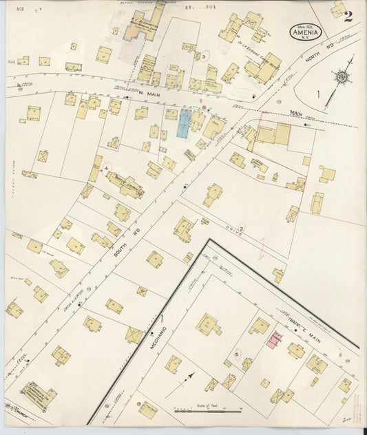 Sanborn Fire Insurance Map from Amenia, Dutchess County, New York (1934), Sheet #0002 - Historic Sanborn Fire Insurance Map Print, vintage old map wall art, antique decor, genealogy gift, New York New York map