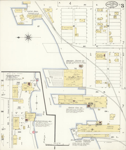 Sanborn Fire Insurance Map from Anacortes, Skagit County, Washington (1907), Sheet #0003 - Historic Sanborn Fire Insurance Map Print, vintage old map wall art, antique decor, genealogy gift, Washington Washington map