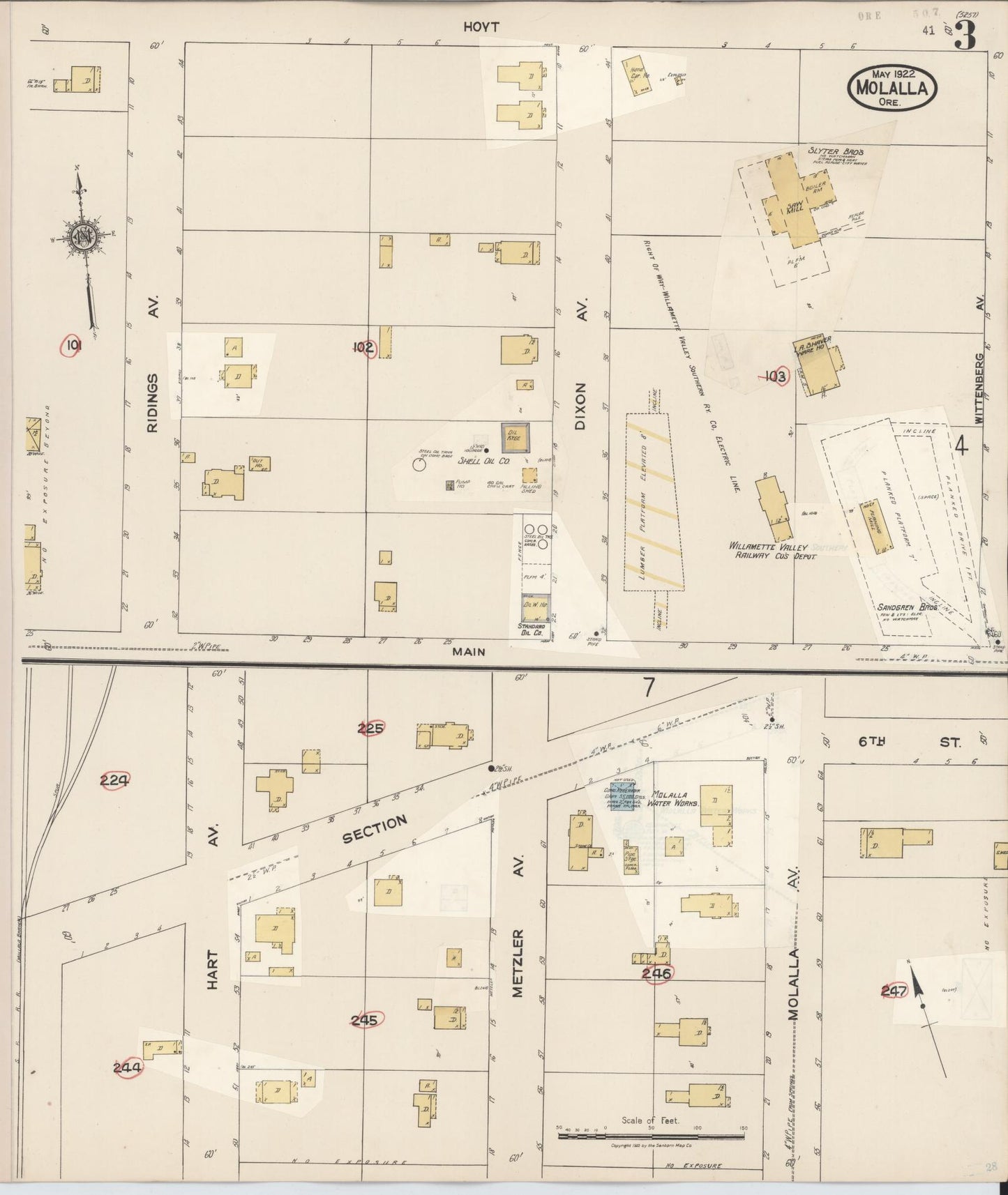 Sanborn Fire Insurance Map from Molalla, Clackamas County, Oregon (1951), Sheet #0003 - Complete Map Set gallery image, historic Sanborn map, vintage wall art, Oregon Oregon
