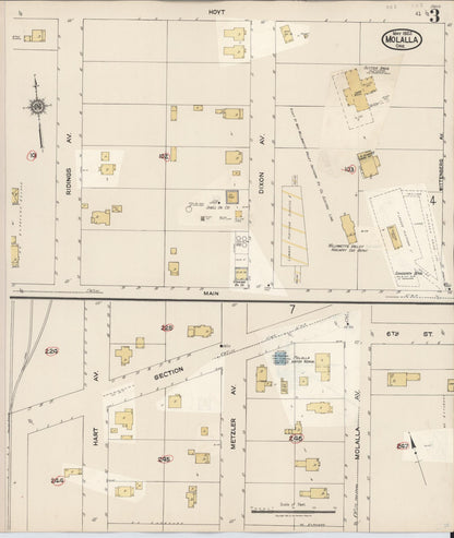 Sanborn Fire Insurance Map from Molalla, Clackamas County, Oregon (1951), Sheet #0003 - Complete Map Set gallery image, historic Sanborn map, vintage wall art, Oregon Oregon