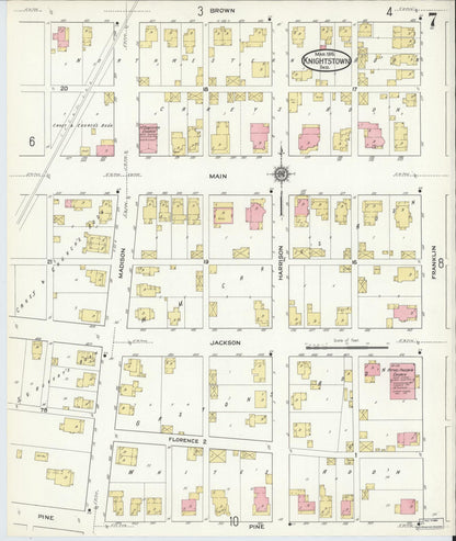 Sanborn Fire Insurance Map from Knightstown, Henry County, Indiana (1916), Sheet #0007 - Complete Map Set gallery image, historic Sanborn map, vintage wall art, Indiana Indiana