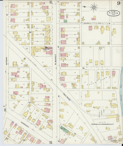 Sanborn Fire Insurance Map from Tiffin, Seneca County, Ohio (1896), Sheet #0009 - Complete Map Set gallery image, historic Sanborn map, vintage wall art, Ohio Ohio
