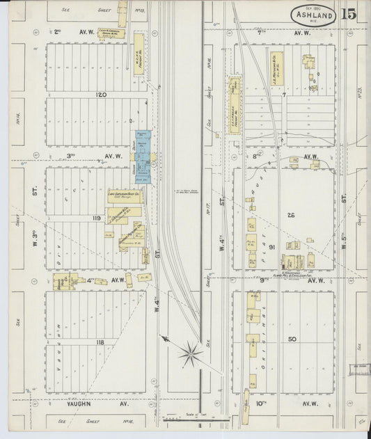 Sanborn Fire Insurance Map from Ashland, Ashland County, Wisconsin (1890), Sheet #0015 - Historic Sanborn Fire Insurance Map Print, vintage old map wall art, antique decor, genealogy gift, Wisconsin Wisconsin map