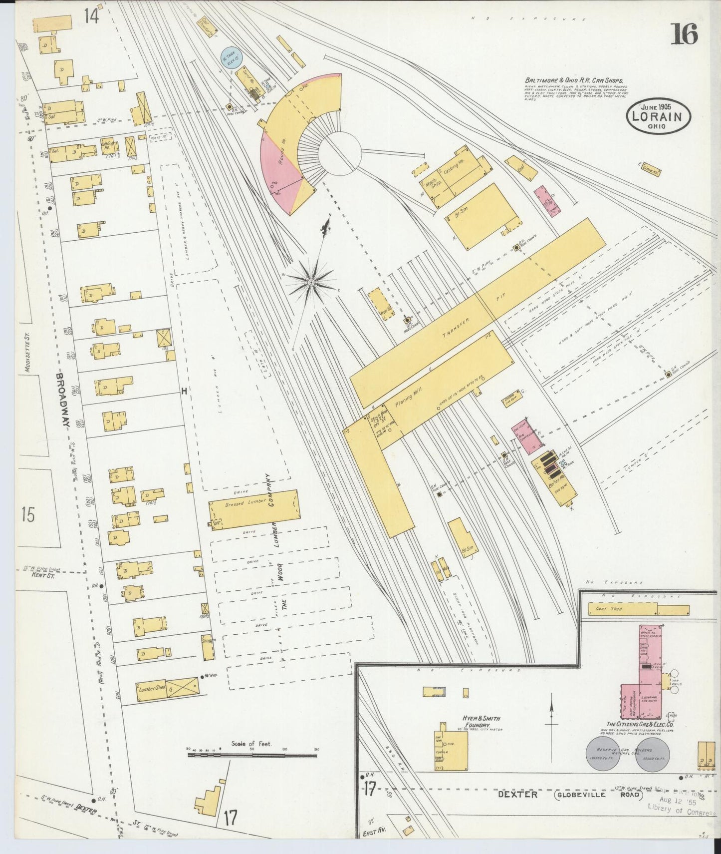 Sanborn Fire Insurance Map from Lorain, Lorain County, Ohio (1905), Sheet #0016 - Historic Sanborn Fire Insurance Map Print, vintage old map wall art, antique decor, genealogy gift, Ohio Ohio map