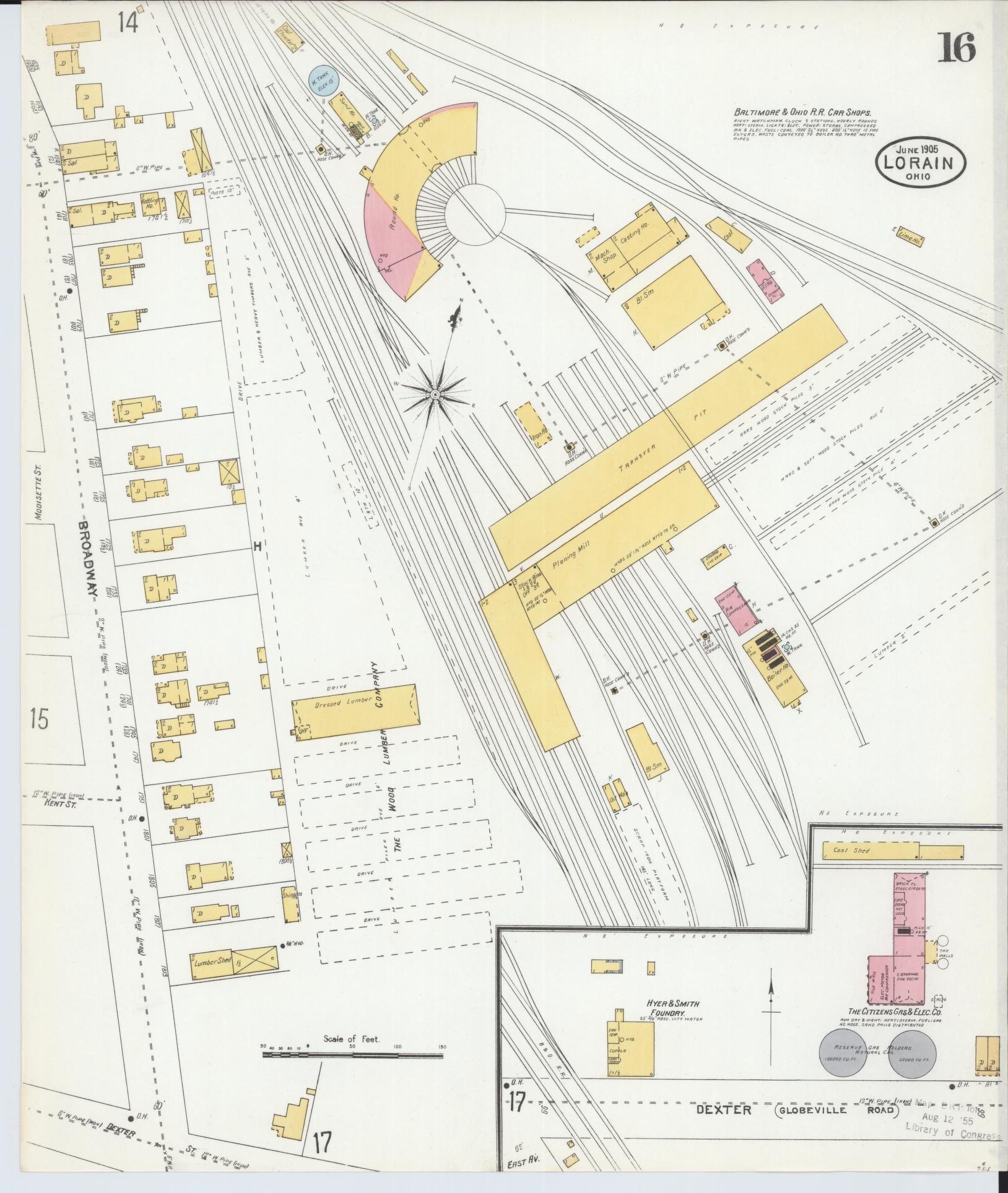 Sanborn Fire Insurance Map from Lorain, Lorain County, Ohio (1905), Sheet #0016 - Historic Sanborn Fire Insurance Map Print, vintage old map wall art, antique decor, genealogy gift, Ohio Ohio map