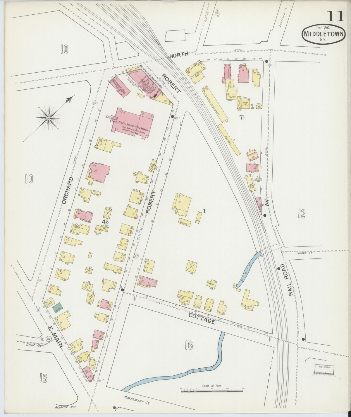 Sanborn Fire Insurance Map from Middletown, Orange County, New York (1892), Sheet #0011 - Historic Sanborn Fire Insurance Map Print, vintage old map wall art, antique decor, genealogy gift, New York New York map