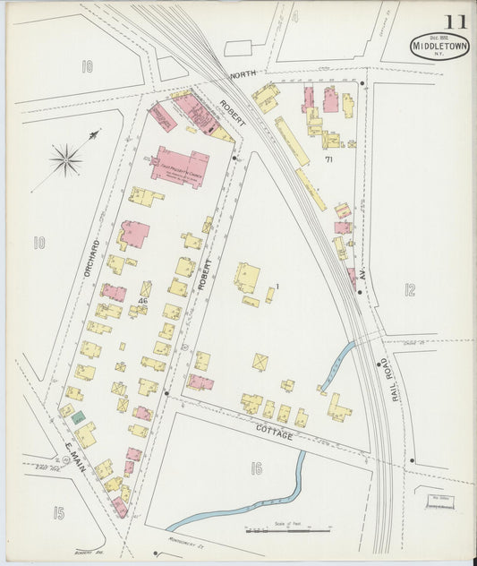 Sanborn Fire Insurance Map from Middletown, Orange County, New York (1892), Sheet #0011 - Historic Sanborn Fire Insurance Map Print, vintage old map wall art, antique decor, genealogy gift, New York New York map