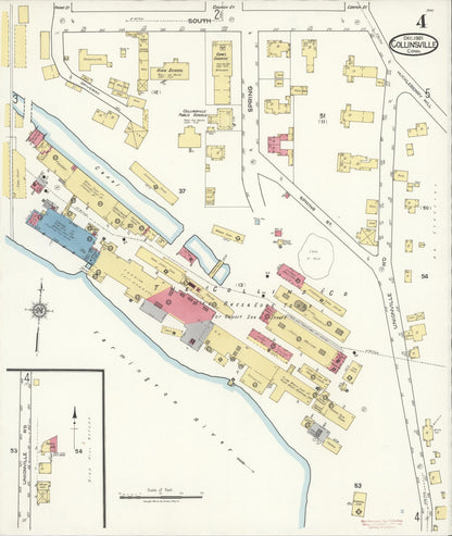 Sanborn Fire Insurance Map from Collinsville, Hartford County, Connecticut (1921), Sheet #0004 - Complete Map Set gallery image, historic Sanborn map, vintage wall art, Connecticut Connecticut