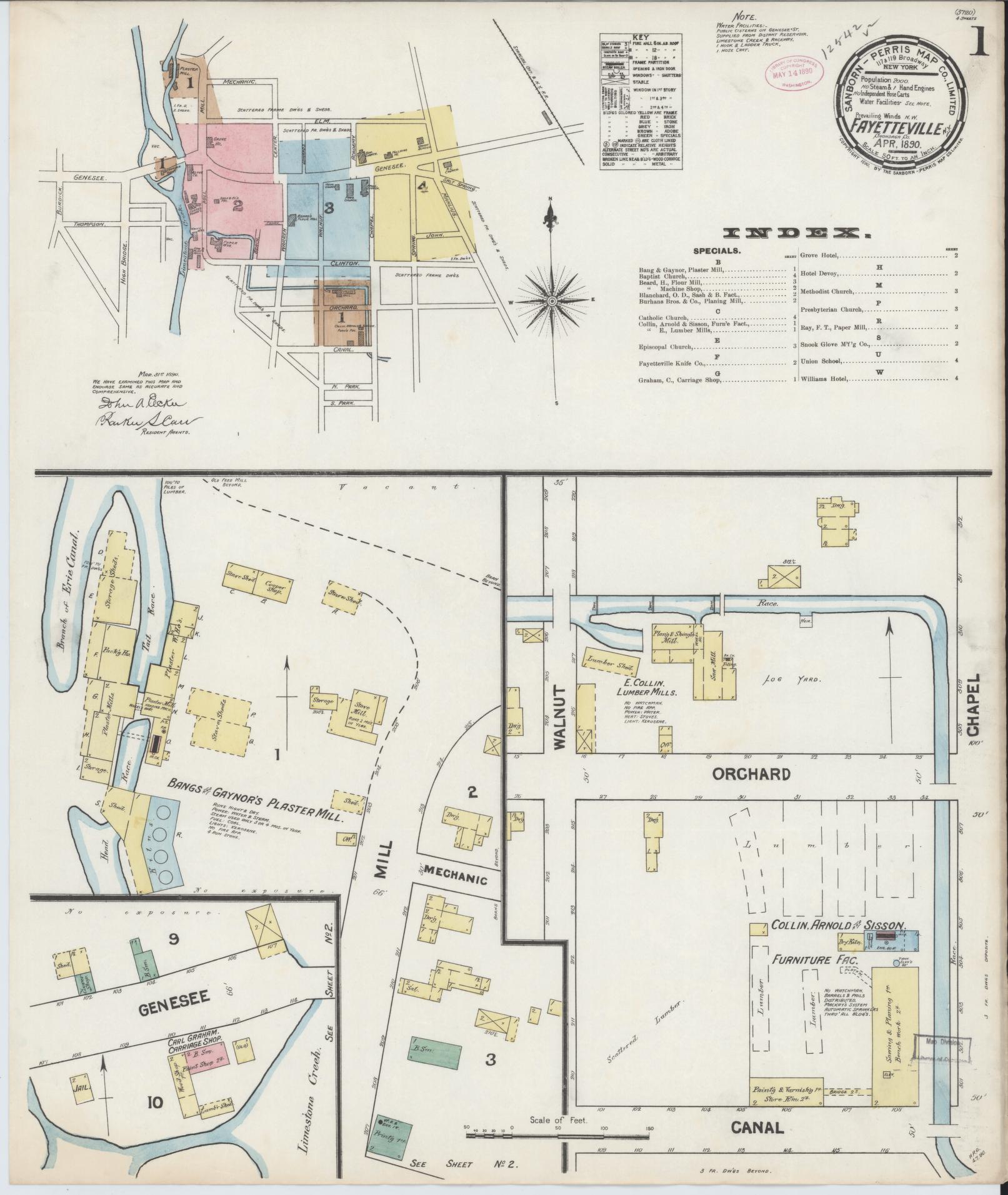 Sanborn Fire Insurance Map from Fayetteville, Onondaga County, New York. (1890) – Historic Sanborn Fire Insurance Map Print