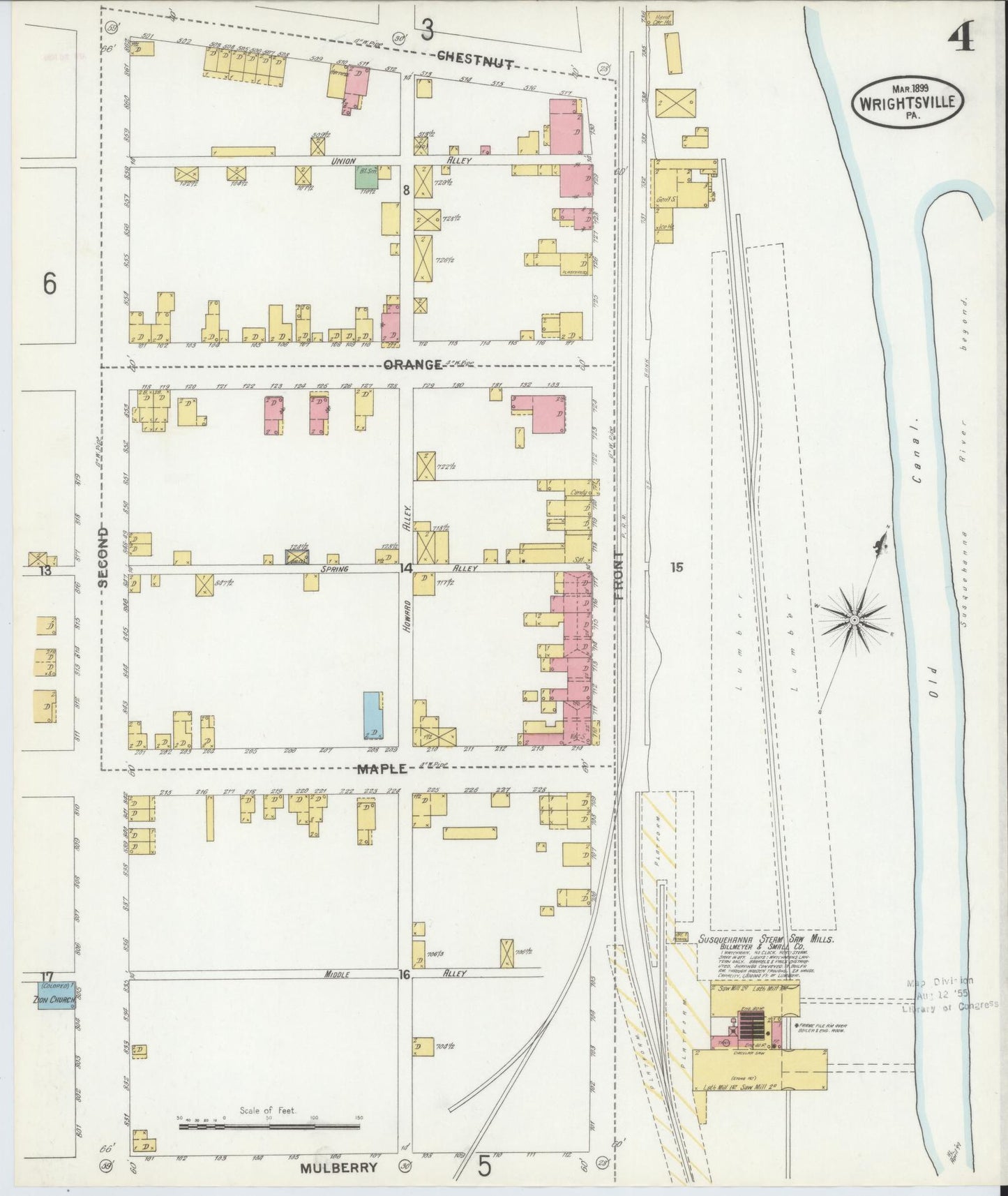 Sanborn Fire Insurance Map from Wrightsville, York County, Pennsylvania (1899), Sheet #0004 - Complete Map Set gallery image, historic Sanborn map, vintage wall art, Pennsylvania Pennsylvania