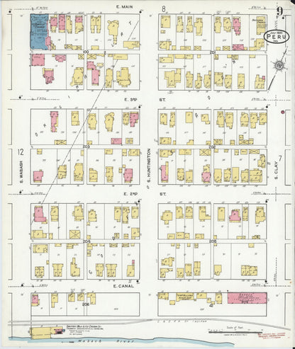 Sanborn Fire Insurance Map from Peru, Miami County, Indiana (1920), Sheet #0009 - Complete Map Set gallery image, historic Sanborn map, vintage wall art, Indiana Indiana