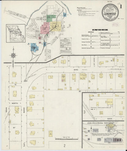 Sanborn Fire Insurance Map from Leadwood, Saint Francois County, Missouri (1914), Sheet #0001 - Historic Sanborn Fire Insurance Map Print, vintage old map wall art, antique decor, genealogy gift, Missouri Missouri map