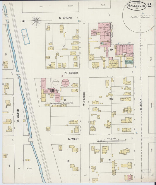 Sanborn Fire Insurance Map from Galesburg, Knox County, Illinois (1888), Sheet #0002 - Historic Sanborn Fire Insurance Map Print, vintage old map wall art, antique decor, genealogy gift, Illinois Illinois map