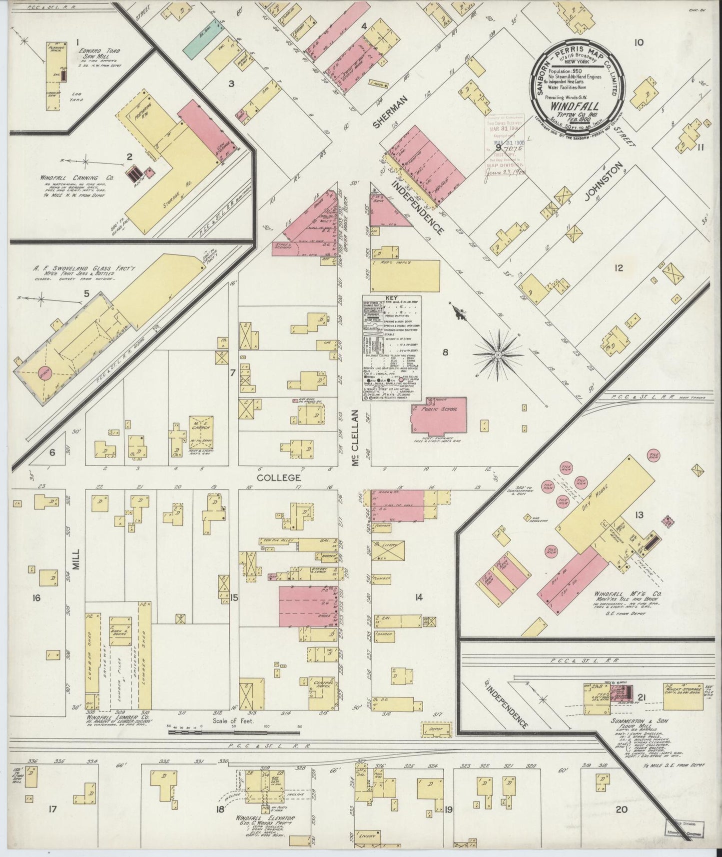 Sanborn Fire Insurance Map from Windfall, Tipton County, Indiana (1900), Sheet #0001 - Historic Sanborn Fire Insurance Map Print, vintage old map wall art, antique decor, genealogy gift, Indiana Indiana map