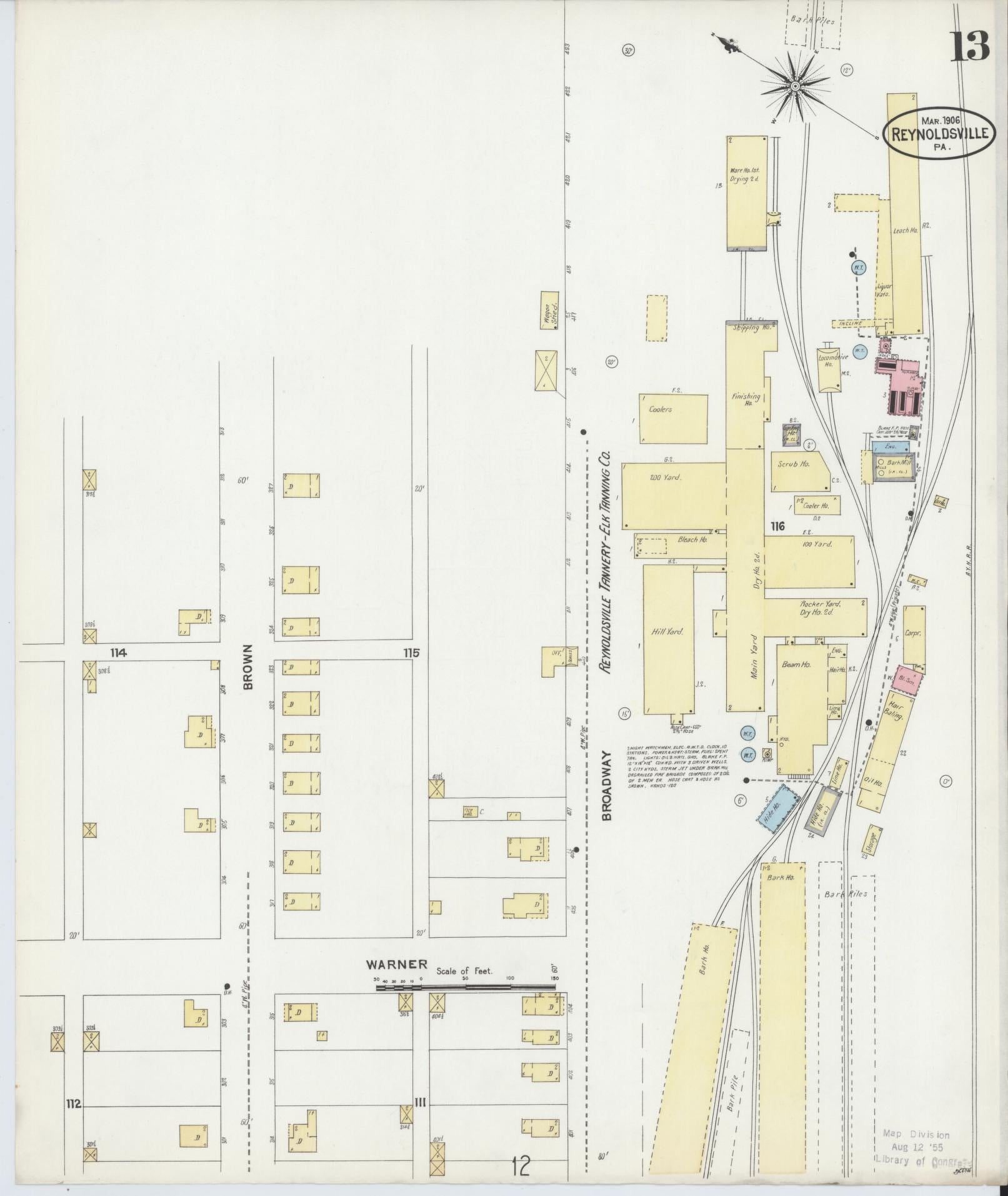 Sanborn Fire Insurance Map from Reynoldsville, Jefferson County, Pennsylvania (1906), Sheet #0013 - Complete Map Set gallery image, historic Sanborn map, vintage wall art, Pennsylvania Pennsylvania