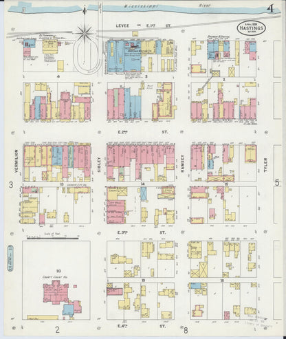 Sanborn Fire Insurance Map from Hastings, Dakota County, Minnesota (1898), Sheet #0004 - Historic Sanborn Fire Insurance Map Print, vintage old map wall art, antique decor, genealogy gift, Minnesota Minnesota map