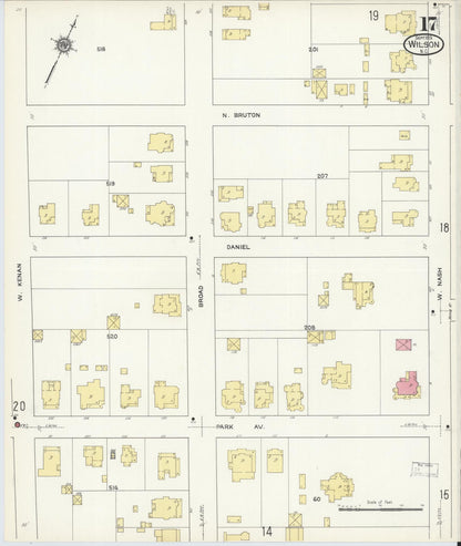 Sanborn Fire Insurance Map from Wilson, Wilson County, North Carolina (1913), Sheet #0017 - Complete Map Set gallery image, historic Sanborn map, vintage wall art, North Carolina North Carolina