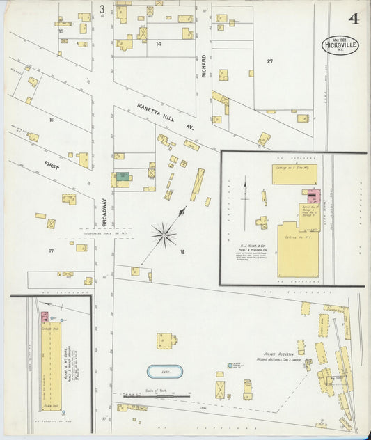 Sanborn Fire Insurance Map from Hicksville, Nassau County, New York (1902), Sheet #0004 - Historic Sanborn Fire Insurance Map Print, vintage old map wall art, antique decor, genealogy gift, New York New York map