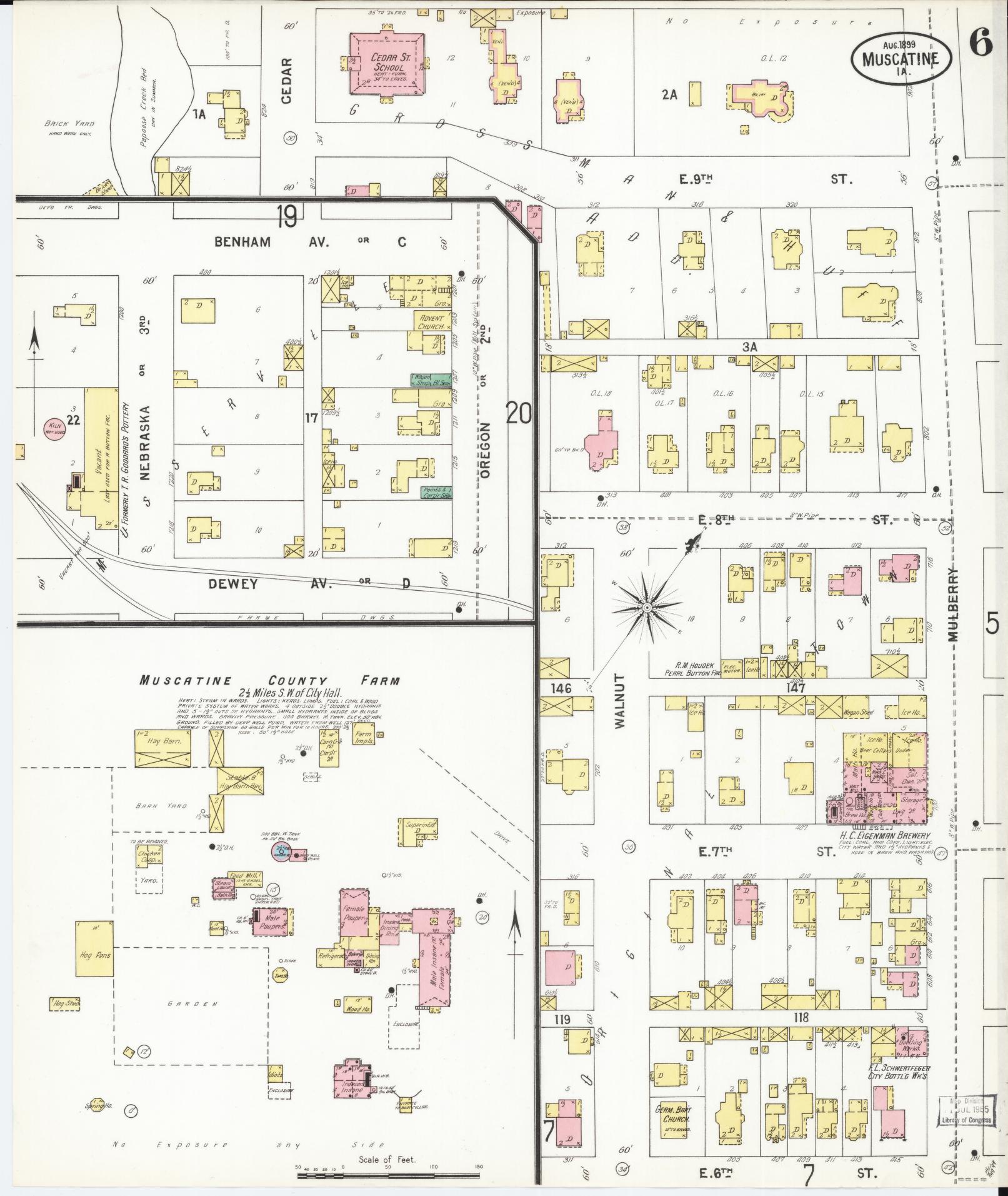 Sanborn Fire Insurance Map from Muscatine, Muscatine County, Iowa (1899), Sheet #0006 - Historic Sanborn Fire Insurance Map Print