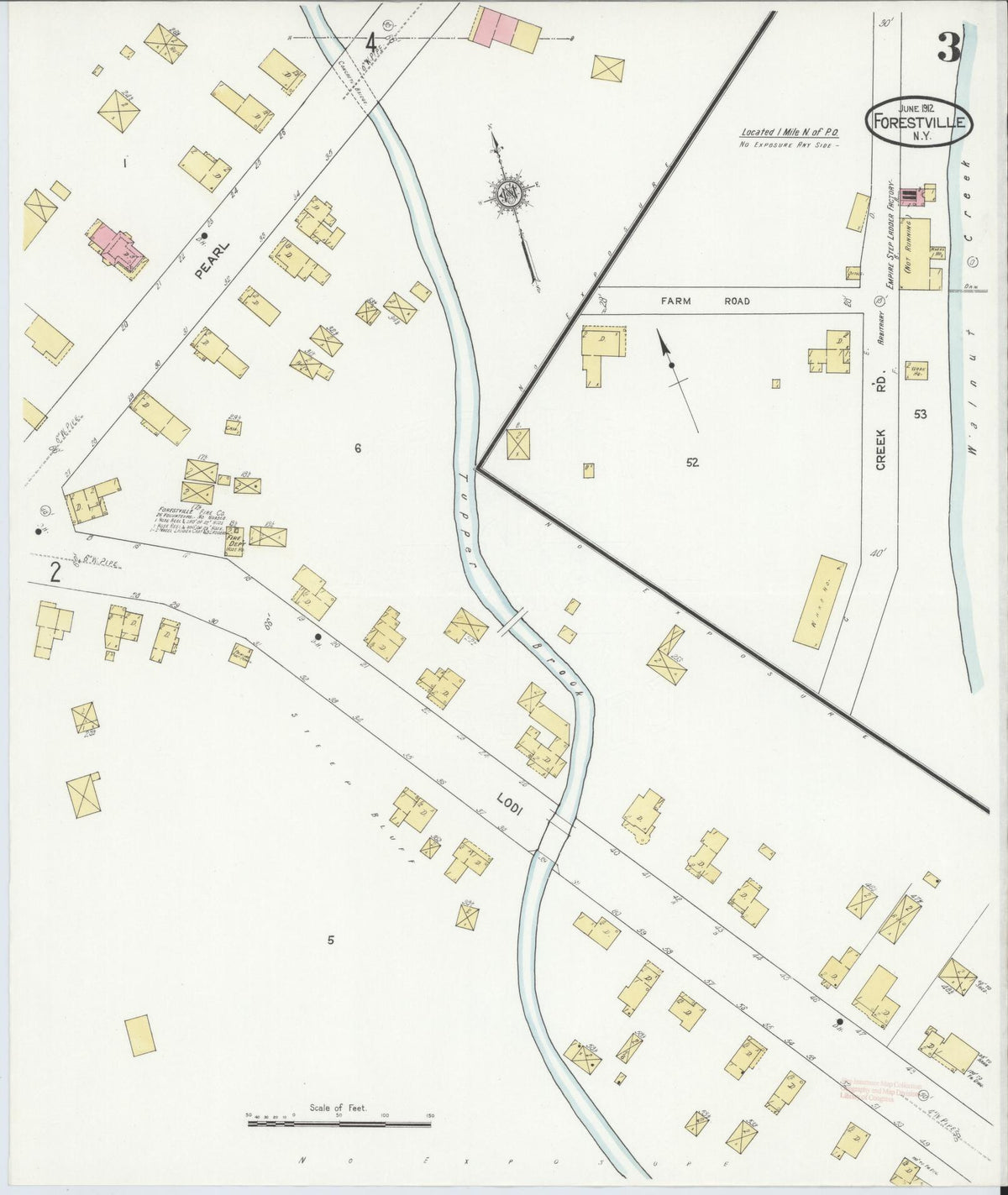 Sanborn Fire Insurance Map from Forestville, Chautauqua County, New York (1912), Sheet #0003 - Historic Sanborn Fire Insurance Map Print, vintage old map wall art, antique decor, genealogy gift, New York New York map