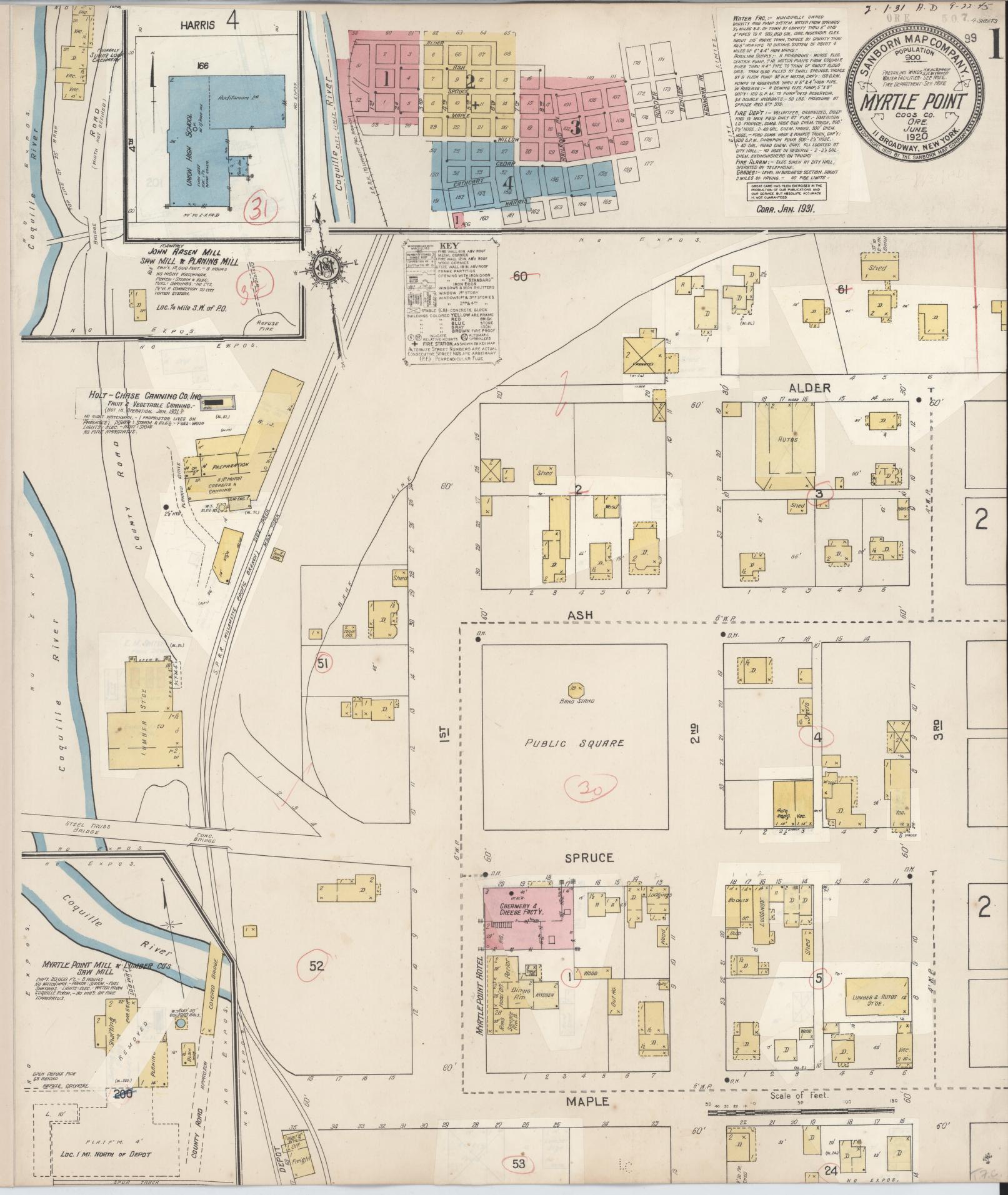 Sanborn Fire Insurance Map from Myrtle Point, Coos County, Oregon. (1931) – Historic Sanborn Fire Insurance Map Print
