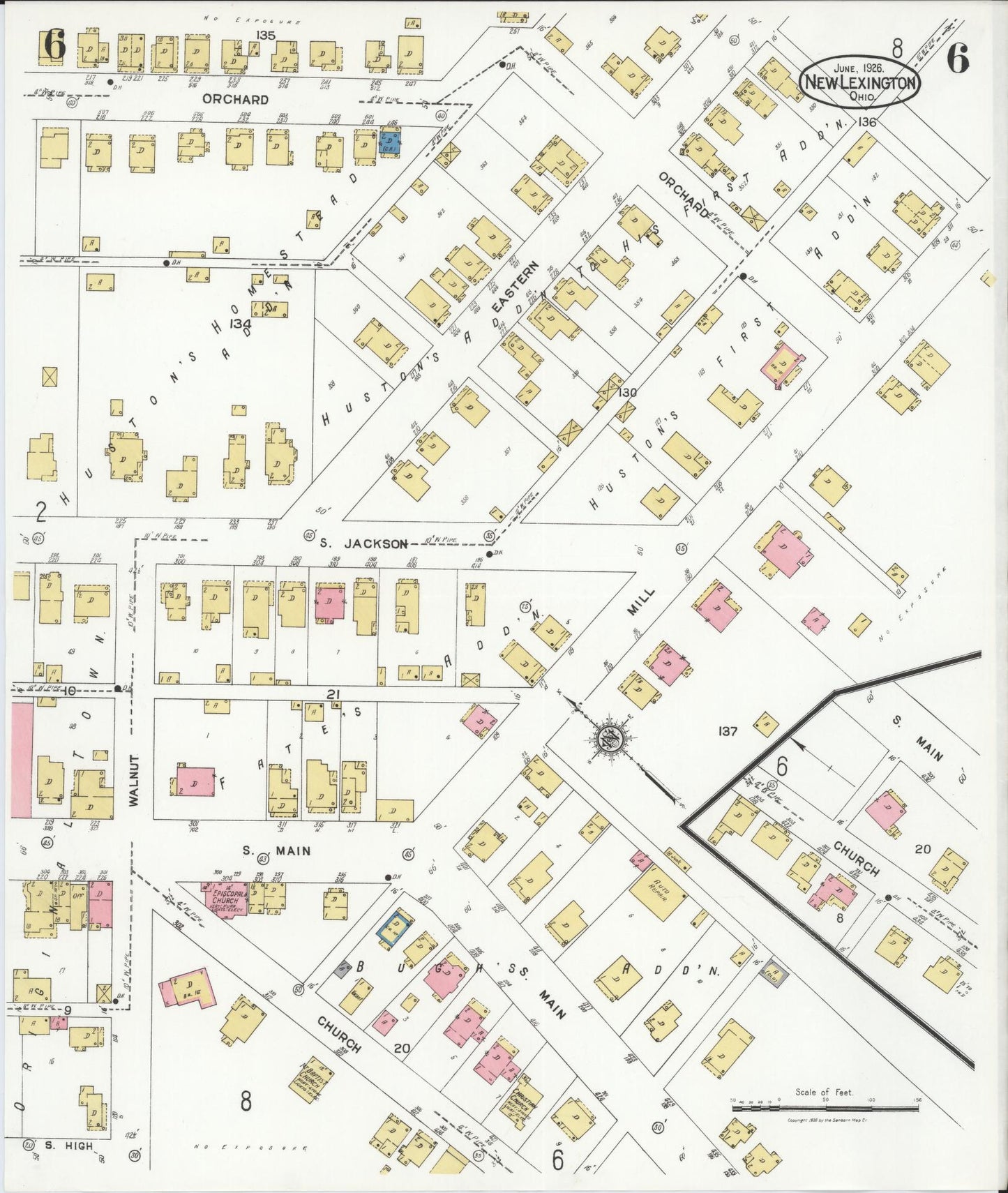 Sanborn Fire Insurance Map from New Lexington, Perry County, Ohio (1926), Sheet #0006 - Complete Map Set gallery image, historic Sanborn map, vintage wall art, Ohio Ohio