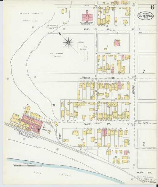 Sanborn Fire Insurance Map from East Liverpool, Columbiana County, Ohio (1903), Sheet #0006 - Historic Sanborn Fire Insurance Map Print, vintage old map wall art, antique decor, genealogy gift, Ohio Ohio map