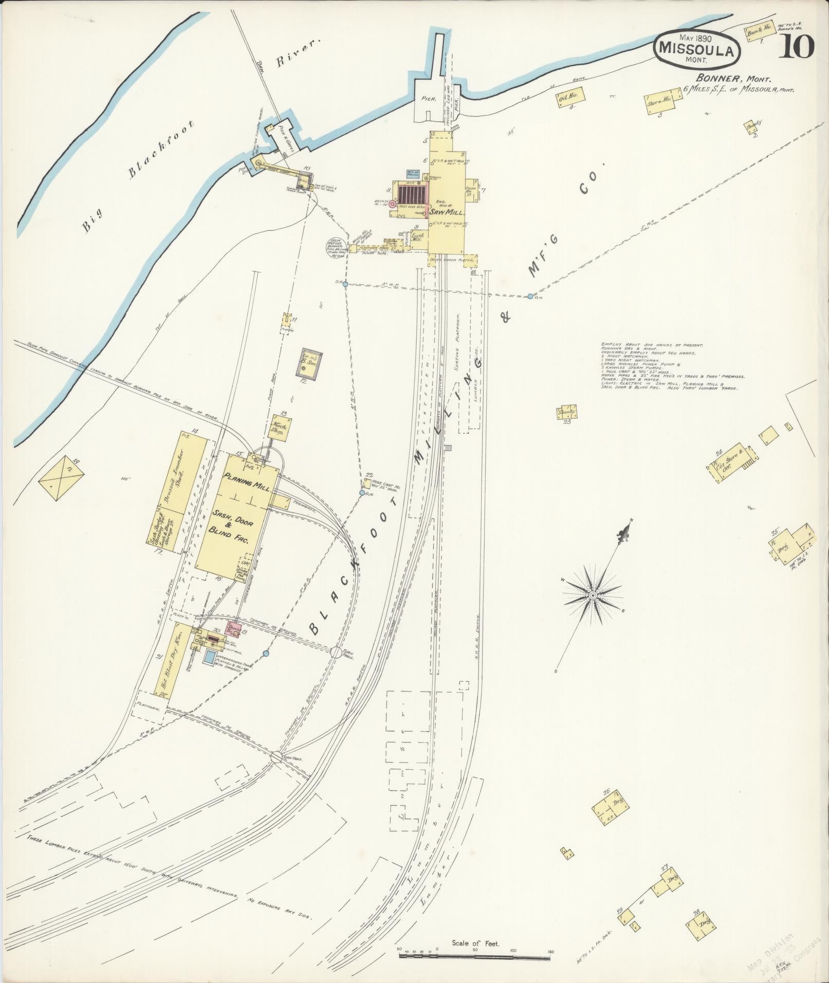 Sanborn Fire Insurance Map from Missoula, Missoula County, Montana (1890), Sheet #0010 - Historic Sanborn Fire Insurance Map Print, vintage old map wall art, antique decor, genealogy gift, Montana Montana map