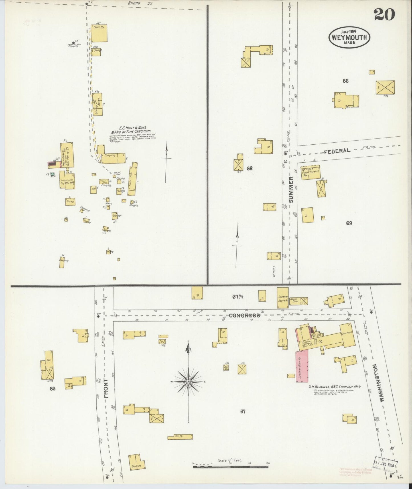 Sanborn Fire Insurance Map from Weymouth, Norfolk County, Massachusetts (1904), Sheet #0020 - Complete Map Set gallery image, historic Sanborn map, vintage wall art, Massachusetts Massachusetts
