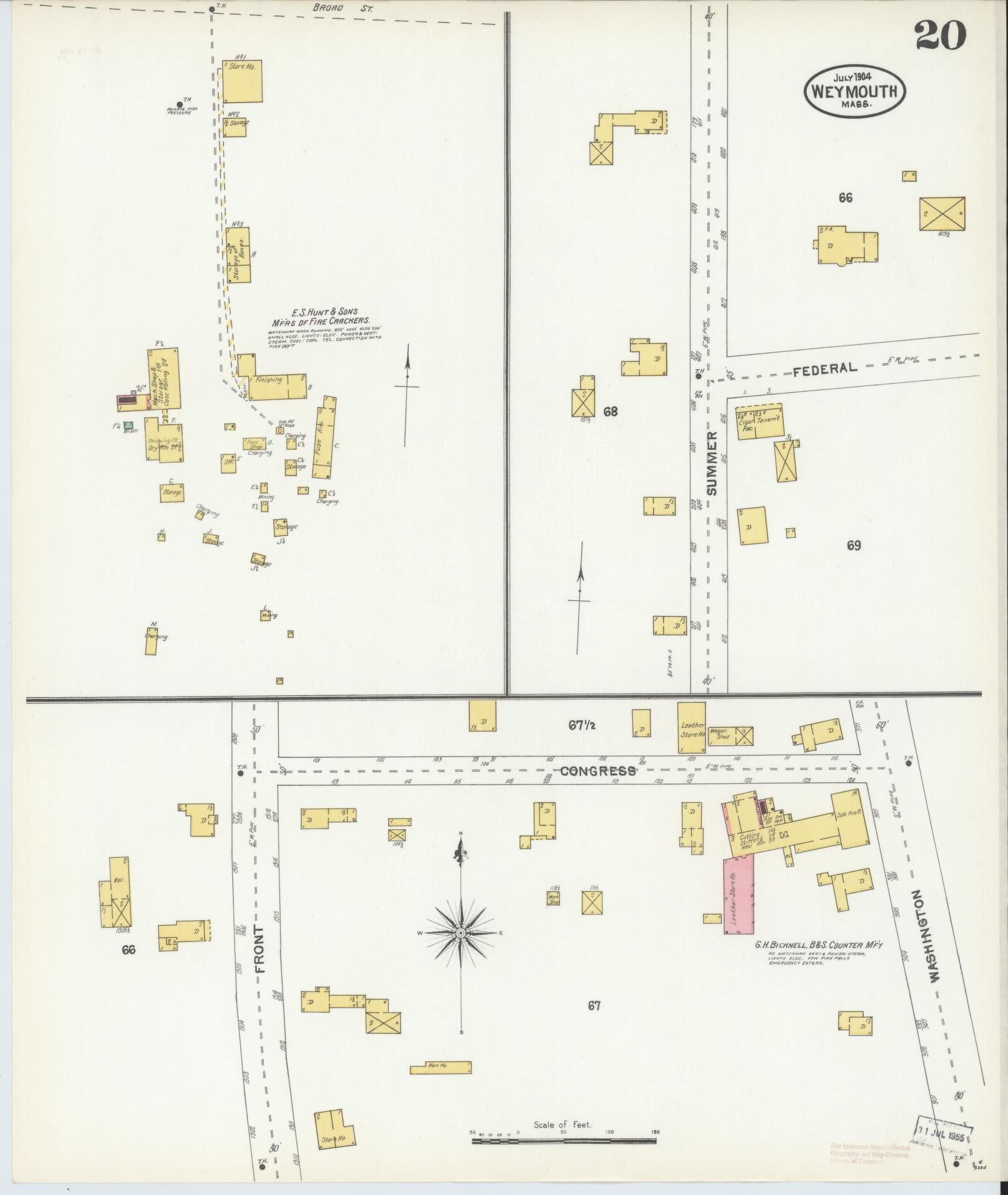 Sanborn Fire Insurance Map from Weymouth, Norfolk County, Massachusetts (1904), Sheet #0020 - Complete Map Set gallery image, historic Sanborn map, vintage wall art, Massachusetts Massachusetts