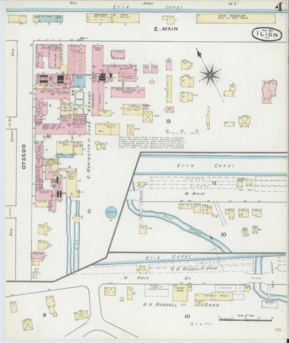 Sanborn Fire Insurance Map from Ilion, Herkimer County, New York (1891), Sheet #0004 - Complete Map Set gallery image, historic Sanborn map, vintage wall art, New York New York