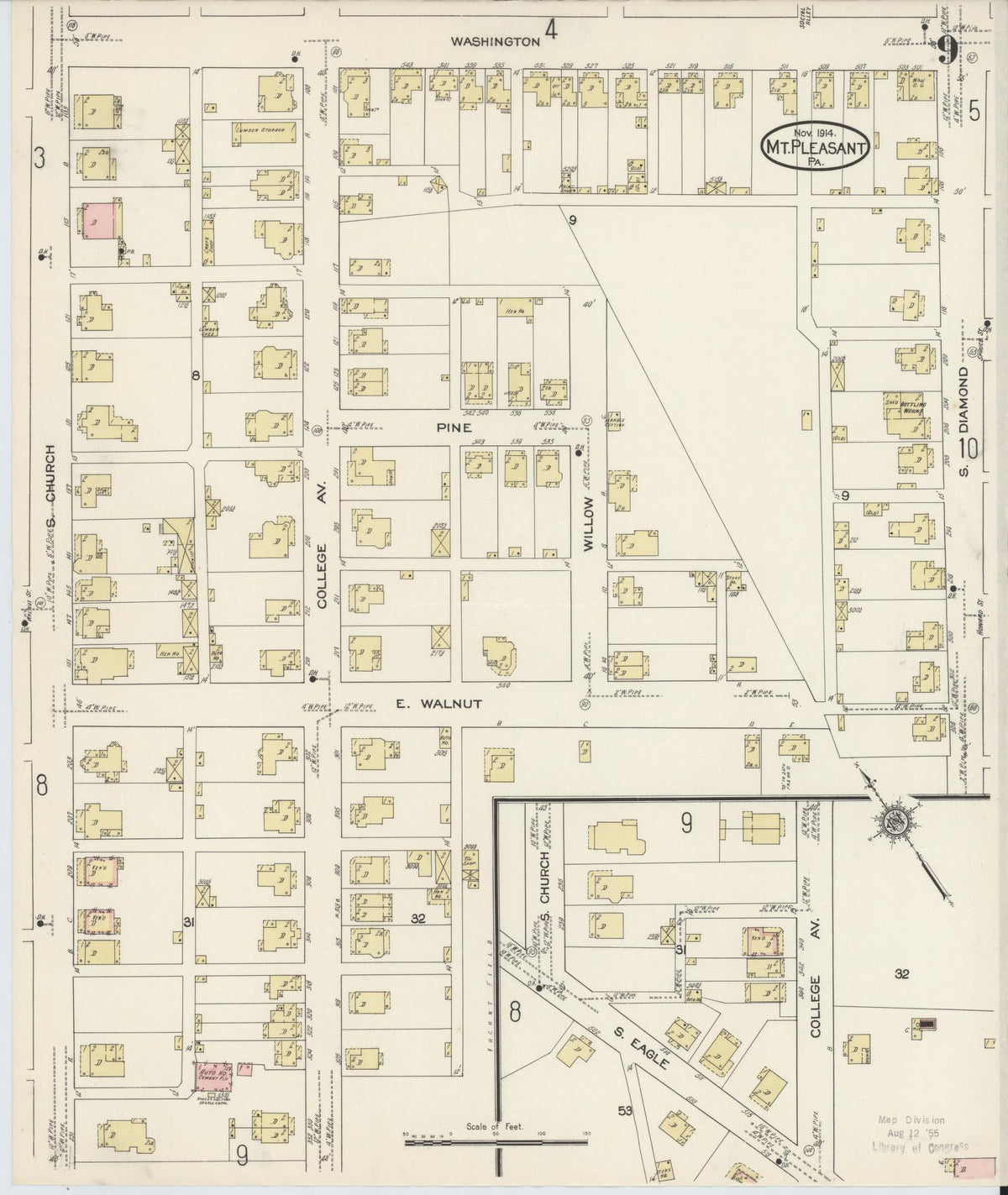Sanborn Fire Insurance Map from Mount Pleasant, Westmoreland County, Pennsylvania (1914), Sheet #0009 - Complete Map Set gallery image, historic Sanborn map, vintage wall art, Pennsylvania Pennsylvania