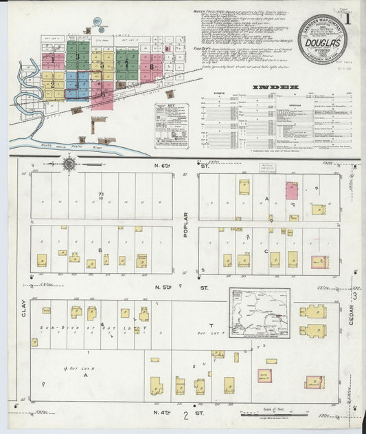 Sanborn Fire Insurance Map from Douglas, Converse County, Wyoming (1920), Sheet #0001 - Complete Map Set gallery image, historic Sanborn map, vintage wall art, Wyoming Wyoming