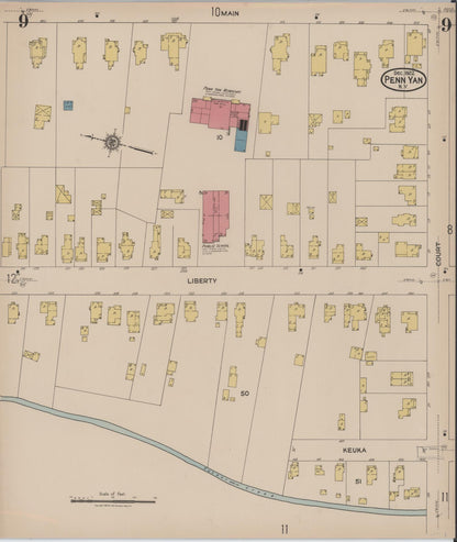 Sanborn Fire Insurance Map from Penn Yan, Yates County, New York (1922), Sheet #0009 - Complete Map Set gallery image, historic Sanborn map, vintage wall art, New York New York