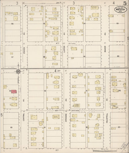 Sanborn Fire Insurance Map from Whitefish, Flathead County, Montana (1910), Sheet #0005 - Complete Map Set gallery image, historic Sanborn map, vintage wall art, Montana Montana